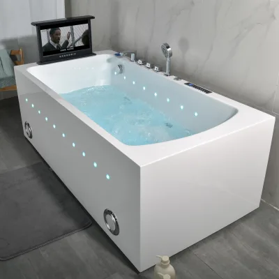 Acrylic Hydro Massage Bathtub with Temperature Controller Bubble Feature Ice Accessories
