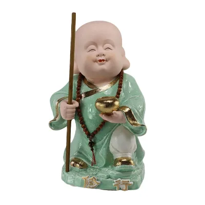 Handicraft Personalized Ceramic Small Buddha Statue Monk Figurines Bouddha Ornament for Sale