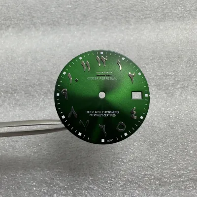 Hot Sell Metal Arabic Numeral Dial Custom Logo Watch Parts for NH35/NH36 Movement Replacement 28.5mm Day/Date Watch