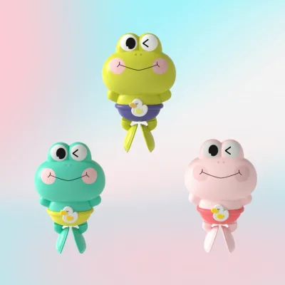 Beijingqi Summer Frog Bath Toys for Toddlers Plastic Frog Float Water Toys with Wind Feature for Bathroom Play & Swimming