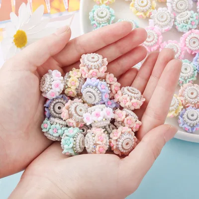 New Design Handmade Beaded Pen Accessories Acrylic Flower Beads in Bulk , 21mm Plastic Flower 3d Pen Toppers for Beaded Pens