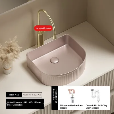 Metallic Ceramic Creative Above Counter Mounted Basin Texture Art French Style Retro Green Bathroom Washbasin