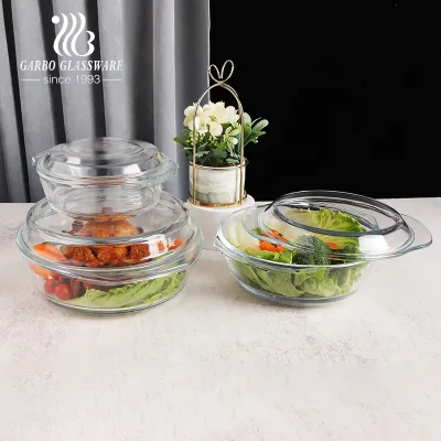 Wholesale Oven and Microwave Safe Heat Resistant Party Use 2L Oval Transparent Glass Casserole for Baking Pot High Borosilicate