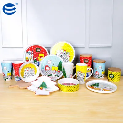 Excellent New Bone China Dog Pattern 4300CC 6-Piece Minimalist Tableware Set V-shape On-glazed Mugs Gift Box Packaging