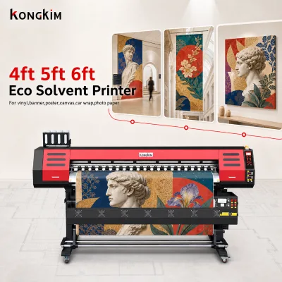Kongkim 4ft 5ft 6ft 10ft Eco Solvent Printer for PVC, Leather, Canvas PP 1-Year Warranty CE Certification