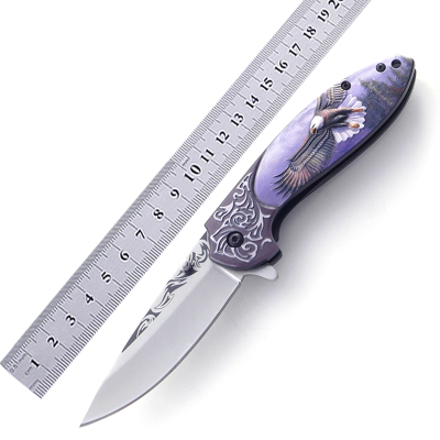 Outdoor Knife 3D Pattern Printing Stainless Steel Hunting Pocket Knife