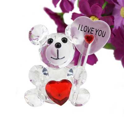 Crystal Bear Figurine Valentines Day Crystal Bear Pretty Crystal Ornament Valentine's Day Gift