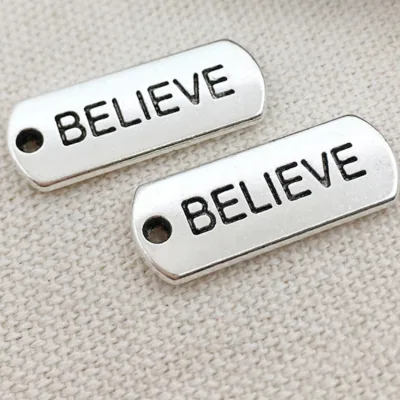 Alloy Metal Inspirational Engraved Charm BELIEVE Letter Charm DIY Dangle Charm Jewelry