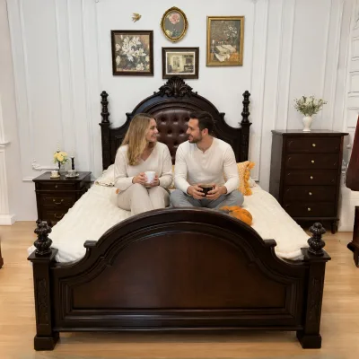Classic Traditional Wall Bed Frame Modern Luxury Adjustable Eco-Friendly Bedroom Furniture King Queen Solid Wood for Hotel Home