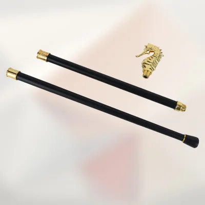 GAOBO Shiny Golden Seahorse Head Aluminum Cane Luxurious Nautical Adjustable Lightweight Marine Role-Playing Scepter Decorative