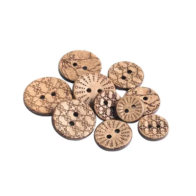 Factory Wholesale 9mm Coconut Wood 4-Hole Sustainable Eco-Friendly Polished Natural Classic Clothing Custom Logo Button