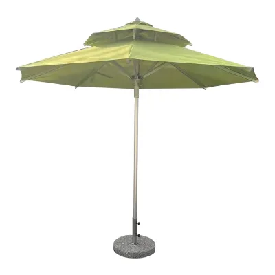 Strong Double Umbrella Market/shop Parasol Aluminum Large Sunshade Outdoor Double Two Heads Patio Umbrella Beach for sale