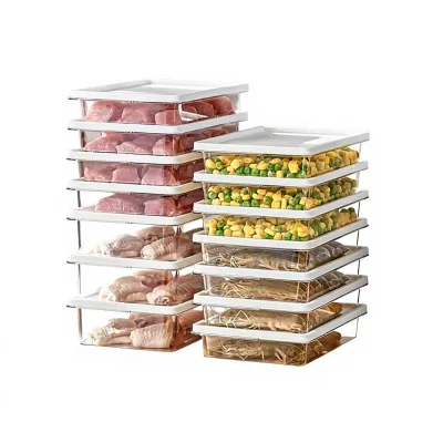 GREENSIDE Kitchen Refrigerator Transparent Rectangle Food-Grade Sealed Plastic Minimalist Design Microwave Safe Frozen Meat