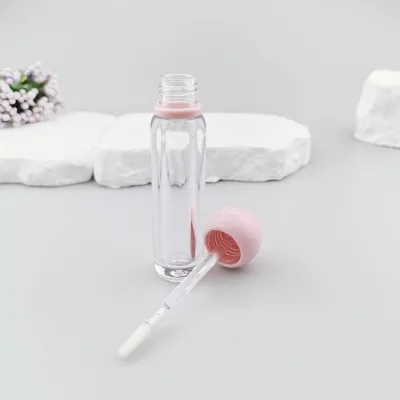 Popular Lip Gloss Container Tube with Cute Round Cap and Large Brush Head