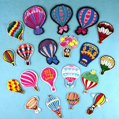 Colorful Embroidered Fabric Patch Iron-On Style Balloon Hat Decoration Patches for Clothing and Garment Accessories