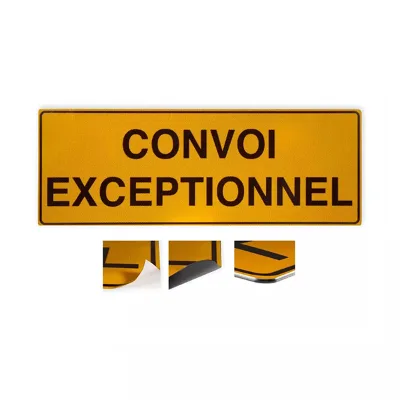 Flexible/Flat Magnet Self-adhesive Aluminum CONVOI EXCEPTIONNEL Sign 1200*400mm 1900*250mm Yellow and Black for Heavy Haulage