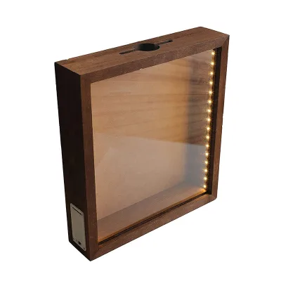 Latest Arrival Modern Durable MDF Wood Shadow Box Photo Frame with Slot-Wine Cork Holder and Ticket Display Case-Light-Beer