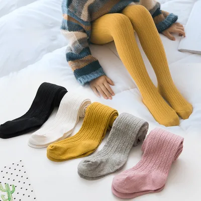 Low MOQ Children Student Girl's Tights Custom Knitted Cotton Designer Legging Stockings Pantyhose Baby Kids Tights