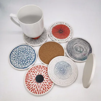 Hot-sell Ceramic Round Marble coaster Customized Design for Office Gift with Competitive Price