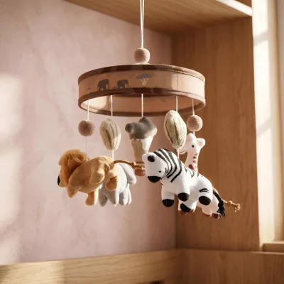 Cartoon Animal Plush Hanging Bed Bell Toy Baby Crib Rattle Toy Soft Touch Infant Soother Toy for Crib Stroller Use