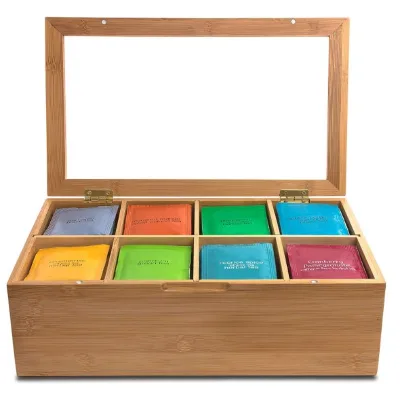 Bamboo  Wooden Tea Box Organizers Tea Packet Storage Boxes Caddy for Tea Bags Chest Teabag Holder Containers
