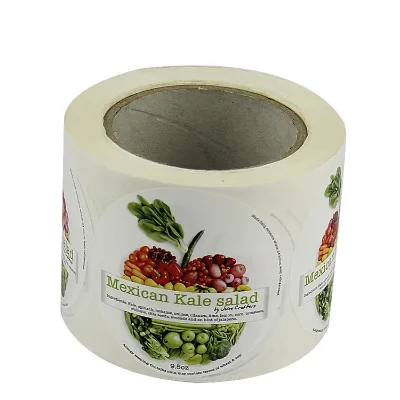 OEM Custom Circle Adhesive Waterproof Vinyl Labels for Frozen Food Snack & Pizza Packaging with Logo Printing