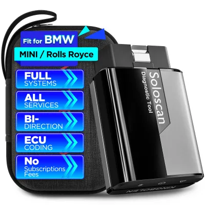 Kingbolen Soloscan for BMW/Mini Cooper OBD2 Scanner Bluetooth Bi-Directional Diagnostic Scan Tool with All Resets