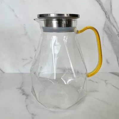 Best Seller 1700ml Cold Drink Glass Water Carafe With Stainless Steel Lid