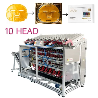 10 Head Fully-Automatic High Productivity Pouch Filling & Sealing Machine for Face Masks (11500-13500 Pcs/Hour)