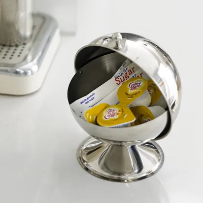 Wholesale Durable Premium Stainless Steel Roll Top Sugar Bowl with Swivel Lid and Spoon Candy Spice Kitchen Storage Container