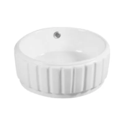 Modern Single-Hole Ceramic Basin Irregular Rectangle Glossy Easy Clean White Stone Art for Household Hotel Counter