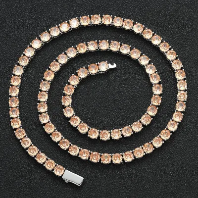 Dainty 5mm Tennis Chain Necklace Multi Color Zirconia Sparkling Collarbone Chain Light Luxury Jewelry for Women Gift