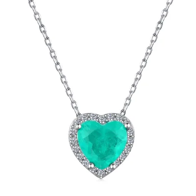 Blue Topaz Heart Necklace S925 Sterling Silver Sapphire Heart Necklace Topaz Heart of the Ocean Pendant 5a Cz