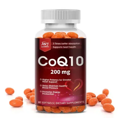 COQ10 Softgel Capsules Coenzyme Q10 Support Blood Vessels Heart Health Balance for Middle Aged and Elderly People