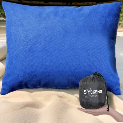 Portable Eco-Friendly Inflatable Travel Camping Pillow with Polyester/Cotton Material Compressed Neck and Waist Support