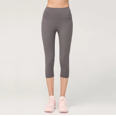Excellent Quality High Elastic Women Fitness Workout Yoga Pants, Gym Fitness Quick Drying High Waist Elastic Capris With Pocket