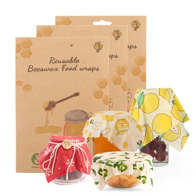 Wholesale Beeswax Cloth 3pcs Set Biodegradable Beeswax Wrap Packaging Paper Food Grade Beeswax Fresh-keeping Cloth