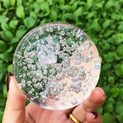 Factory Direct Sale Clear Glass Ball With Bubbles/ Crystal Glass Bubble Ball 60mm
