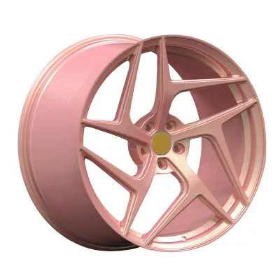 17-26 Inch 5 Spoke Rose Gold Customized Monoblock Car Forged Alloy Wheel Rims
