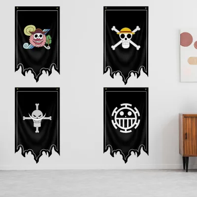 70*125cm Anime Pirate Flag Wall Decoration Japanese Animation Hanging Painting Laser Cutting Polyester
