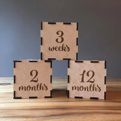 custom Square number laser cut wood blocks for crafts