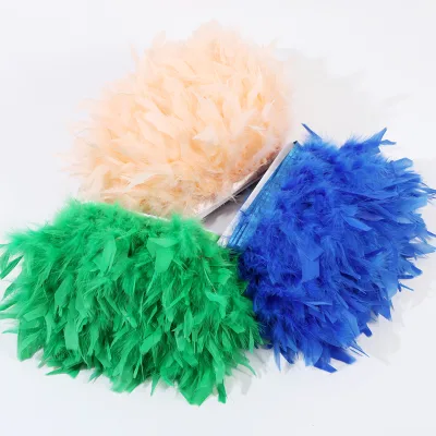 Bulk Supply High Quality Fluffy Turkey Feather Fringe Trim for Evening Gown Clothing Factory