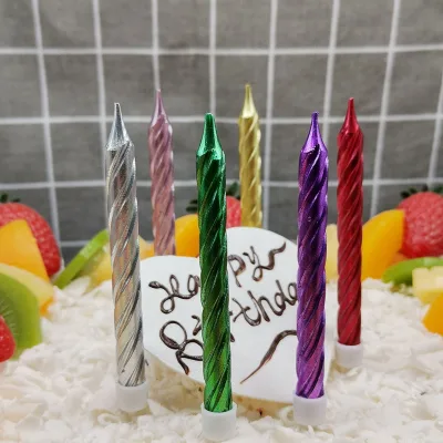 The Most Popular Macaron Curve Thread Cake Party Birthday Colorful Paraffin 6 Colors Wishing Cake Candle