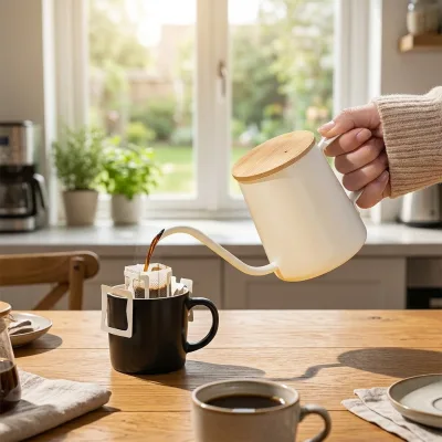 BAMBUS Apartment Daily Brewing Ware Stainless Steel Coffee Pot Smooth Metal Surface Lightweight Suitable for Small Space Lovers