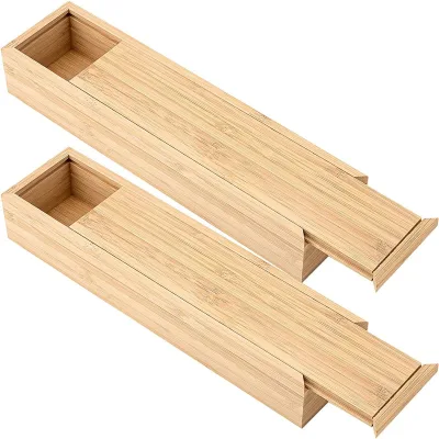 Bamboo Storage Box with Sliding Cover, DI Gift Box Suitable for Desktop Organization, Home Decoration, Bamboo Storage Box