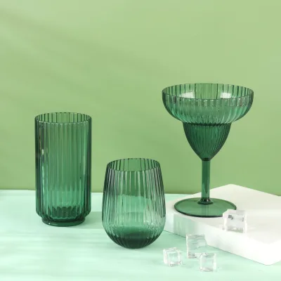 Custom Elegant Ripple Colored Wine Glasses Vintage Style Champagne Flute Water Glass Plastic Wine Glass with Ridges