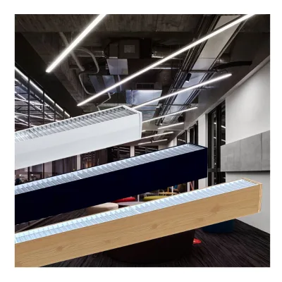 Modern Commercial Office Pendant LED Linear Light 4FT 8FT Up/Down Shop Light with PC Aluminum Material