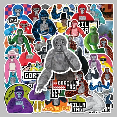 50 High-definition Printed Funny Cartoon Crazy Gorilla Game Stickers for Factory, Suitable for Wall, Room and Computer Use