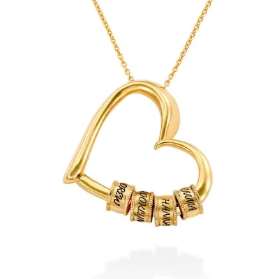 Customized Jewelry Engraved Heart NecklacePersonality Custom Charm Pendant Stainless Steel Tilted Hollow Heart Necklace