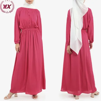 Latest Design Long Sleeve Comfortable Max Abaya Muslim Womens Midi Dresses Women Elegant Casual Modest Dress